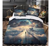 YVASPQRTW Camino cósmico 3D Impresión Edredón Funda 3pz Microfibra antidesvanecimiento Viaje Espacial de fantasía Funda de edredón 2 Fundas Transpirable Decoración Familia Single（140x200cm）