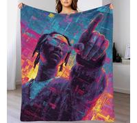 YVASPQRTW Cara Surrealista Efecto Glitch Manta Polar Suave Y Cálida, Impresión Digital De Visión Distorsión Digital Abstracta para Niños Adultos Cama Sofá, 70x80inch(180x200cm)