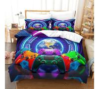 YVASPQRTW Controlador de Juego 3D Printed Color Controlador de Juego Bed Linen Polyester Microfiber Hidden Zip for Boys Girls King(220x240cm)
