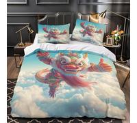 YVASPQRTW Danza del dragón 3D Impresión Funda de edredón 3pz Microfibra hipoalergénica Criatura mítica de fantasía Edredón Funda 2 Fundas antidesvanecimiento Decoración Familia Double（200x200cm）