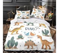 YVASPQRTW Dinosaurios para niños 3D Impresión Edredón Funda 3pz Microfibra Resistente Dibujos Animados juguetones Funda de edredón 2 Fundas Lavable a máquina Chicos Niños King（220x240cm）