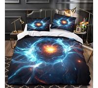 YVASPQRTW Energía cósmica 3D Impresión Edredón Funda 3pz Microfibra Resistente Fantasía Digital Funda de edredón 2 Fundas Lavable a máquina Chicos Chicas King（220x240cm）