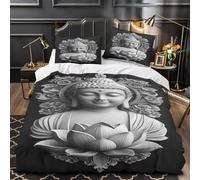 YVASPQRTW Escultura de Buda 3D Impresión Funda de edredón 3pz Microfibra hipoalergénica Religioso Edredón Funda 2 Fundas Cremallera Oculta Ligera Chicos Niños Super King（260x220cm）