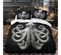 YVASPQRTW Escultura de Pulpo 3D Impresión Edredón Funda 3pz Microfibra Antimanchas Decorativo Moderno Funda de edredón 2 Fundas hipoalergénica Adultos Parejas Super King（260x220cm）