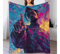 YVASPQRTW Figura con Efecto Glitch Manta Impresa En 3D De Franela Suave, Manta para Sofá Cama Estilo Expresión Humana Creativa Arte Moderno para Adultos, 80x90inch(200x230cm)
