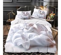 YVASPQRTW Figura de ángel 3D Impresión Edredón Funda 3pz Microfibra Cremallera Oculta Escultura Blanca Suave Funda de edredón 2 Fundas fácil Cuidado Chicas Niños Super King（260x220cm）