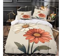 YVASPQRTW Flor de Margarita 3D Impresión Funda de edredón 3pz Microfibra Transpirable ilustración botánica Edredón Funda 2 Fundas Lavable a máquina Chicas Niños King（220x240cm）