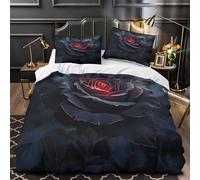 YVASPQRTW Flor de Rosa Oscura 3D Impresión Edredón Funda 3pz Microfibra Lavable fantasía mística Funda de edredón 2 Fundas Transpirable Chicos Niños King（220x240cm）