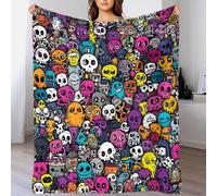 YVASPQRTW Garabatos de Calaveras Coloridas Manta Polar con Impresión Digital, Manta De Sofá Arte Moderno Temático De Arte Moderno Estilo Grafiti Salón, 40x50inch(100x130cm)