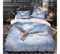 YVASPQRTW Gaviota en Vuelo 3D Impresión Edredón Funda 3pz Microfibra Cremallera Oculta Fotografía de Naturaleza Funda de edredón 2 Fundas hipoalergénica Familia Invitados Super King（260x220cm）