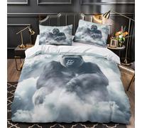 YVASPQRTW Gorila en Las Nubes 3D Impresión Edredón Funda 3pz Microfibra Antimanchas Vida Salvaje fantástica Funda de edredón 2 Fundas Resistente Chicos Chicas Super King（260x220cm）