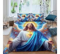YVASPQRTW Jesús Ángel Alas Halo Conjunto De Edredón 3D Anti Bolas Cierre Oculto Decoración de la Gracia Celestial para Niños Dormitorio Moderno Regalo Ideal Super King（260x220cm）