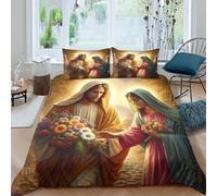 YVASPQRTW Jesús María Encuentro Flores Edredón 3D Anti Bolas Ligero Decoración Encuentro Divino Ropa De Lujo Dormitorio Principal Regalo para Él Y Ella King（220x240cm）