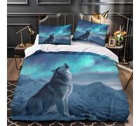 YVASPQRTW Lobo ártico Aullando 3D Impresión Funda de edredón 3pz Microfibra Antimanchas Trabajo de fantasía sobre la Naturaleza Edredón Funda 2 Fundas Cremallera Chicas Niños King（220x240cm）