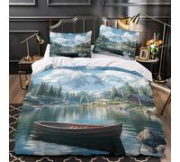 YVASPQRTW Montañas Nevadas 3D Impresión Funda de edredón 3pz Microfibra Antimanchas Fotografía de paisajes Edredón Funda 2 Fundas Lavable a máquina Chicas Niños Super King（260x220cm）