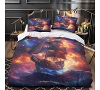 YVASPQRTW Nave Espacial 3D Impresión Funda de edredón 3pz Microfibra Resistente Viaje cósmico de fantasía Edredón Funda 2 Fundas hipoalergénica Chicos Chicas Double（200x200cm）