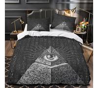YVASPQRTW Ojo místico 3D Impresión Edredón Funda 3pz Microfibra Ligera ocultismo simbólico Funda de edredón 2 Fundas Lavable a máquina Decoración habitación Parejas Single（140x200cm）