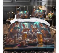 YVASPQRTW pandilla de Conejos 3D Impresión Funda de edredón 3pz Microfibra Ligera Ambiente Genial de Dibujos Animados Edredón Funda 2 Fundas Transpirable Adultos Familia King（220x240cm）