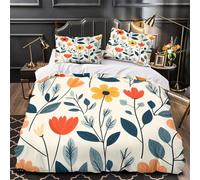 YVASPQRTW Patrón Floral 3D Impresión Edredón Funda 3pz Microfibra Cremallera Oculta Estilo de ilustración botánica Funda de edredón 2 Fundas Ligera Decoración habitación niños King（220x240cm）