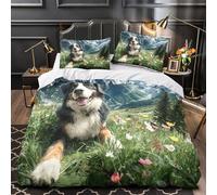 YVASPQRTW Perro de montaña 3D Impresión Edredón Funda 3pz Microfibra fácil Cuidado Vida Silvestre escénica Funda de edredón 2 Fundas Cremallera Niños Adolescentes Super King（260x220cm）