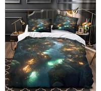 YVASPQRTW río Encantado 3D Impresión Edredón Funda 3pz Microfibra Resistente Escena de Jungla de fantasía Funda de edredón 2 Fundas Cremallera Oculta Chicos Niños Single (135x200cm)