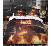 YVASPQRTW Romance Apasionado 3D Impresión Edredón Funda 3pz Microfibra Lavable temática de Llamas Funda de edredón 2 Fundas Cremallera Habitación niños y Adolescentes Single（140x200cm）