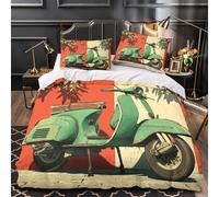 YVASPQRTW Scooter Vintage 3D Impresión Edredón Funda 3pz Microfibra fácil Cuidado diseño Retro Italiano Funda de edredón 2 Fundas hipoalergénica Decoración Familia Super King（260x220cm）