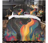 YVASPQRTW Serpiente cósmica 3D Impresión Edredón Funda 3pz Microfibra Lavable psicodélico Vibrante Funda de edredón 2 Fundas Cremallera Oculta Decoración habitación Adultos King（220x240cm）