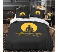 YVASPQRTW Silueta de Buda 3D Impresión Funda de edredón 3pz Microfibra Resistente Meditación Zen Edredón Funda 2 Fundas Lavable a máquina Adolescentes Adultos Super King（260x220cm）