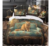 YVASPQRTW Sofá Vintage con Forma de Gato 3D Impresión Funda de edredón 3pz Microfibra hipoalergénica Interior clásico Europeo Edredón Funda 2 Fundas Resistente Parejas Familia King（220x240cm）