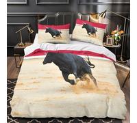 YVASPQRTW Toro embistiendo 3D Impresión Edredón Funda 3pz Microfibra antidesvanecimiento Escena taurina española Funda de edredón 2 Fundas Transpirable Adultos Familia Super King（260x220cm）