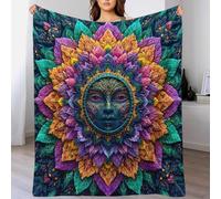 YVASPQRTW Visión de Mandala en Flor Manta Polar para Sofá Y Cama, Manta Suave Resistente A La Decoloración Estilo Spiritual Meditation Harmony Arte Naturaleza, 70x80inch(180x200cm)