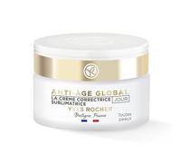 Yves Rocher Crema correctora antiedad global para todo tipo de pieles, cuidado facial antiarrugas, 1 bote de cristal de 50 ml