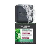 Yves Rocher Pure Menthe limpiador sólido facial carbón y menta bio 75g | Jabón facial purificante para skincare y limpieza profunda de piel textura espuma