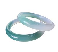Yvessvi Pulsera de jade natural de Feng Shui para mujer, auténtica pulsera azul púrpura segura y auspiciosa, 58-62 mm, grande, piedra preciosa, jade