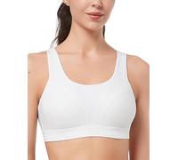 Yvette Sujetador Deportivo con Gran Sujeción, Tirantes Ajustables, Espalda Descubierta, Acolchado, Aptos para Fitness,XL Grande,Blanco