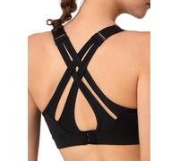 Yvette Sujetador Deportivo con Soporte Fuerte, Correas Ajustables con Espalda Cruzada, Tallas Grandes para Fitness, Correr, Yoga, Negro, 5XL Grande