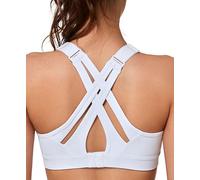 Yvette Sujetador Deportivo con Soporte Fuerte, Correas Ajustables con Espalda Cruzada, Tallas Grandes para Fitness, Correr, Yoga, Blanco, S Grande
