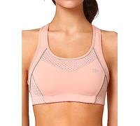 Yvette Sujetador Deportivo con Soporte Fuerte Pechos Grandes Racer Back Corpiño Acolchado inalámbrico para Fitness Jogging Yoga,Rosa,S