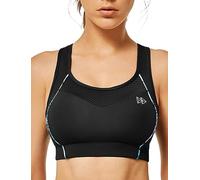 Yvette Sujetador Deportivo con Soporte Fuerte Pechos Grandes Racer Back Corpiño Acolchado inalámbrico para Fitness Jogging Yoga,Negro,L Grande