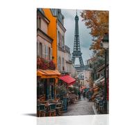 YVFCIRXTT France StreetsModern Art Printing Retro Style Wall Decor Living Kitchen Coffee Shop Póster impermeable de 50 x 75 cm, estilo marco