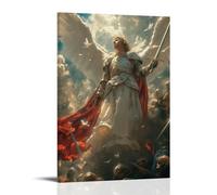 YVFCIRXTT Póster de Arcángel Miguel con impresión artística moderna, estilo retro, decoración de pared, sala de estar, cocina, cafetería, impermeable, 60 x 90 cm, estilo marco