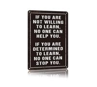YVHOGTA Letrero de metal inspirador para pared, con texto en inglés "If You Are Not Willing to Learn", 20.3 x 30.5 cm, vintage, motivacional para el hogar, oficina, aula, dormitorio, regalo decorativo