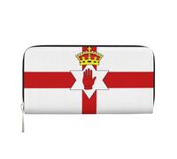 YVNKHKU Billetera con clip para billetes, elegante, para hombres y mujeres, piel sintética, múltiples compartimentos, ideal para dinero en efectivo y tarjetas, bandera de Irlanda del Norte, Negro