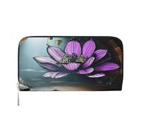 YVNKHKU Billetera con clip para dinero elegante para hombres y mujeres, bolsos de piel sintética, múltiples compartimentos, ideal para dinero en efectivo y tarjetas, flores de loto, ruinas urbanas