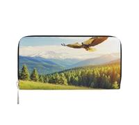 YVNKHKU Billetera con clip para dinero elegante para hombres y mujeres, bolsos de piel sintética, múltiples compartimentos, ideal para dinero en efectivo y tarjetas. Un águila está volando, Negro