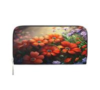 YVNKHKU Billetera con clip para dinero elegante para hombres y mujeres, bolsos de piel sintética, múltiples compartimentos, ideal para dinero en efectivo y tarjetas, flores ricas, Negro -, Talla única