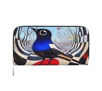 YVNKHKU Billetera con clip para dinero elegante para hombres y mujeres, bolsos de piel sintética, múltiples compartimentos, ideal para dinero en efectivo y tarjetas, el pájaro del surrealismo, Negro