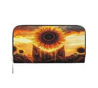 YVNKHKU Billetera con clip para dinero elegante para hombres y mujeres, piel sintética, múltiples compartimentos, ideal para dinero en efectivo y tarjetas, girasol gigante cielo, Negro -, Talla única