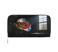 YVNKHKU Billetera con clip para dinero elegante para hombres y mujeres, piel sintética, múltiples compartimentos, ideal para dinero en efectivo y tarjetas, rosa mecánica gigante, Negro -, Talla única